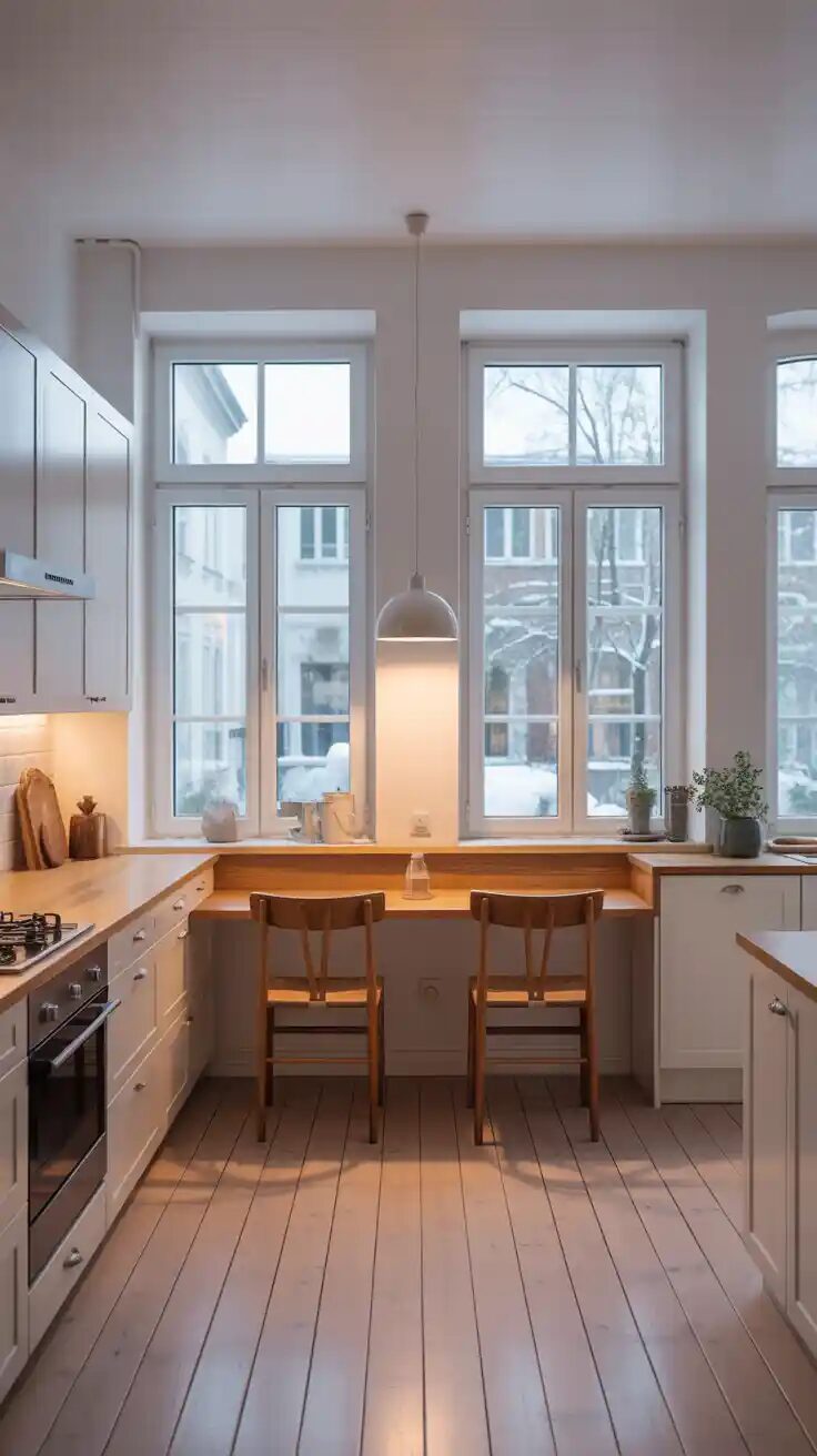 12 Loft Kitchen Designs with Clever Under-Counter Dining Nooks