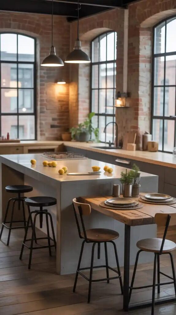 12 Loft Kitchen Designs with Clever Under-Counter Dining Nooks 1 image