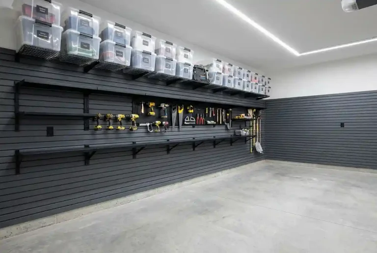 organized-garage-with-shelves,-tools,-and-storage-boxes-neatly-arranged.